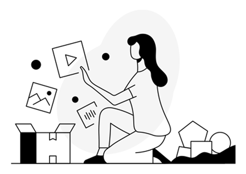 Illustration of a person interacting with digital content